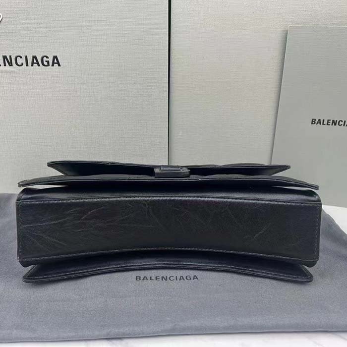Balenciaga Women Crush Small Chain Bag Quilted Black Crushed Calfskin Black Matte Hardware - 图片 6