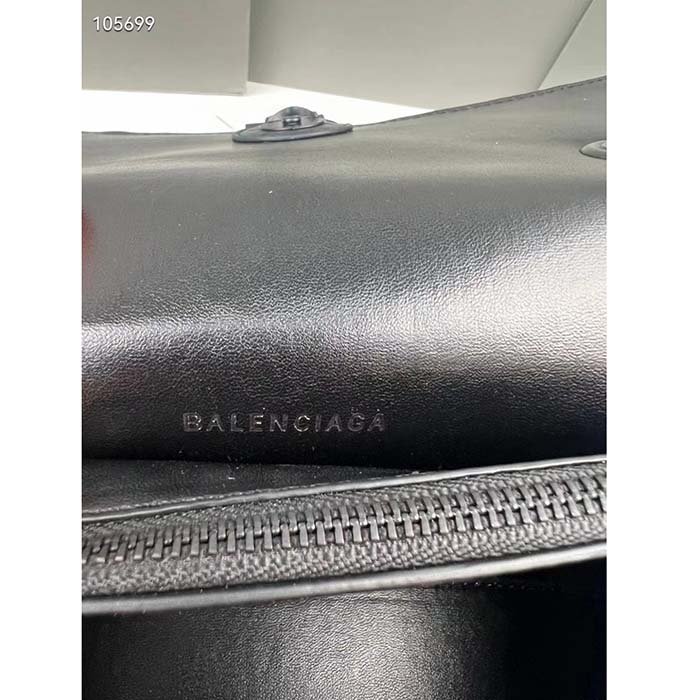 Balenciaga Women Crush Small Chain Bag Quilted Black Crushed Calfskin Black Matte Hardware - 图片 3