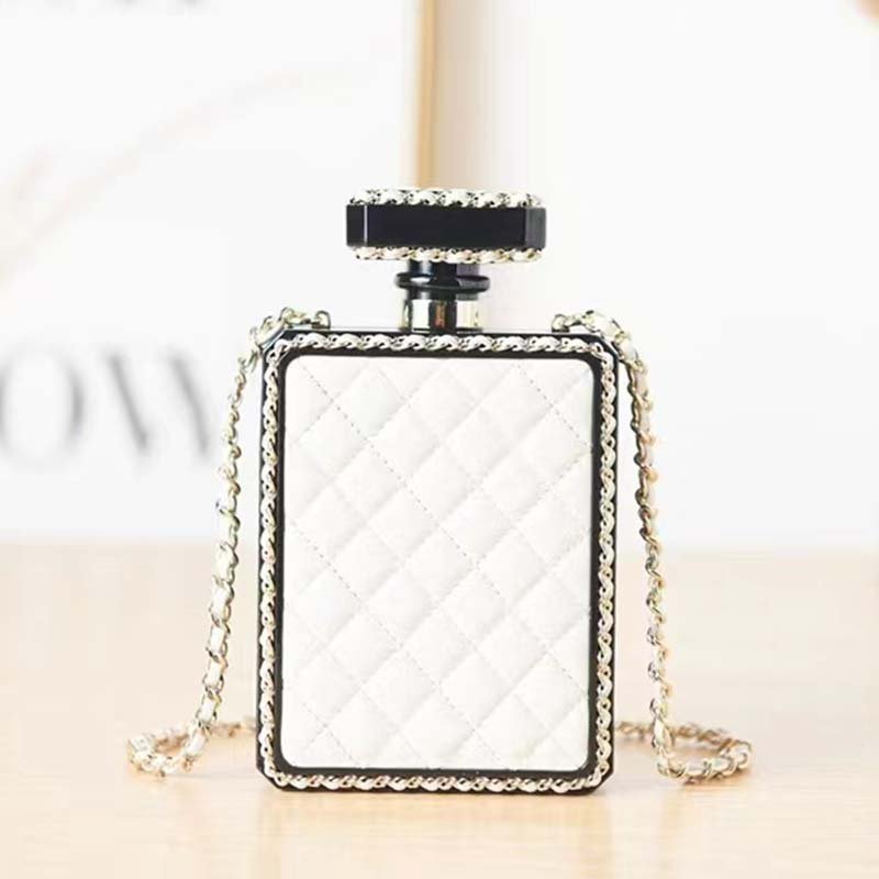Chanel CC Women Evening Bag Lambskin Plexi Gold-Tone Metal Black White