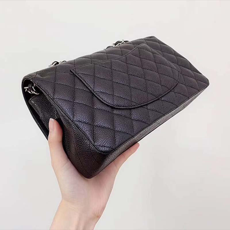 Chanel Women CF Flap Bag in Diamond Pattern Calfskin Leather-Black - 图片 5