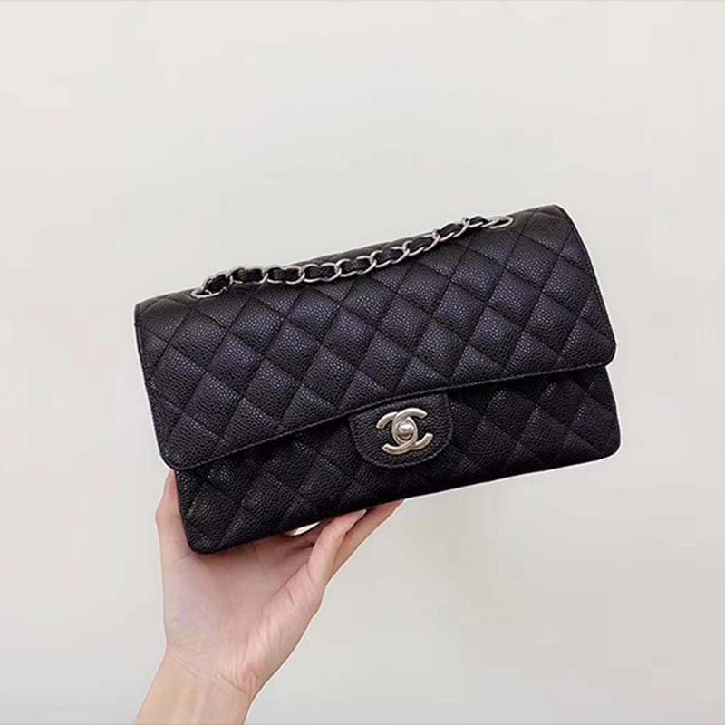 Chanel Women CF Flap Bag in Diamond Pattern Calfskin Leather-Black - 图片 7