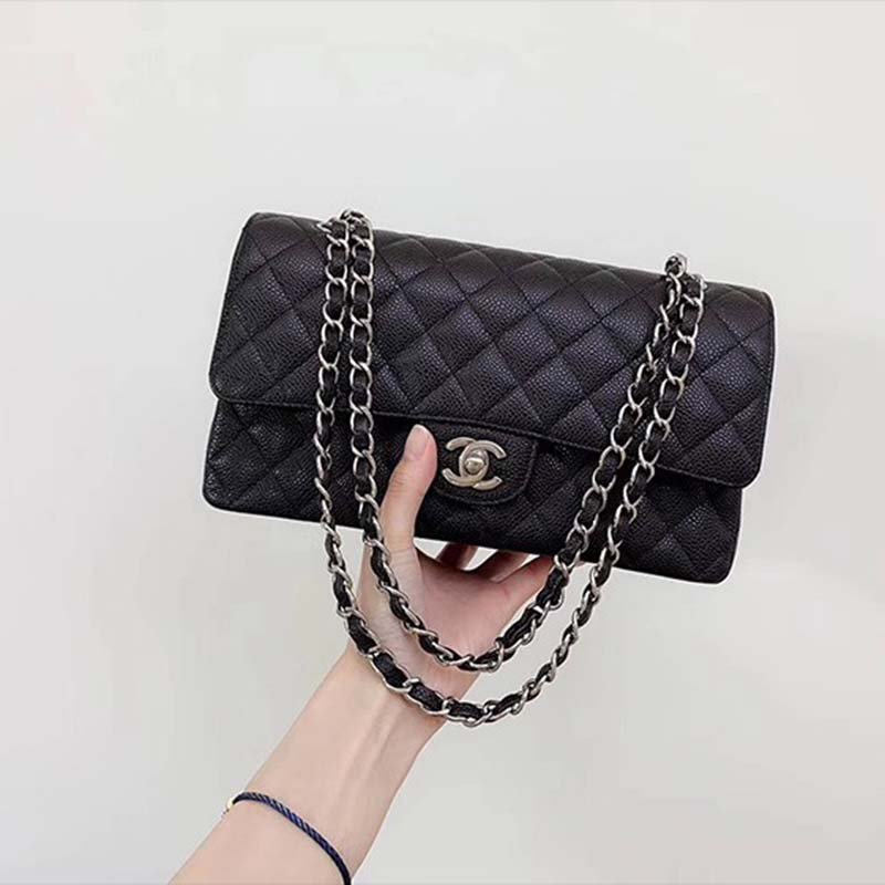 Chanel Women CF Flap Bag in Diamond Pattern Calfskin Leather-Black - 图片 3