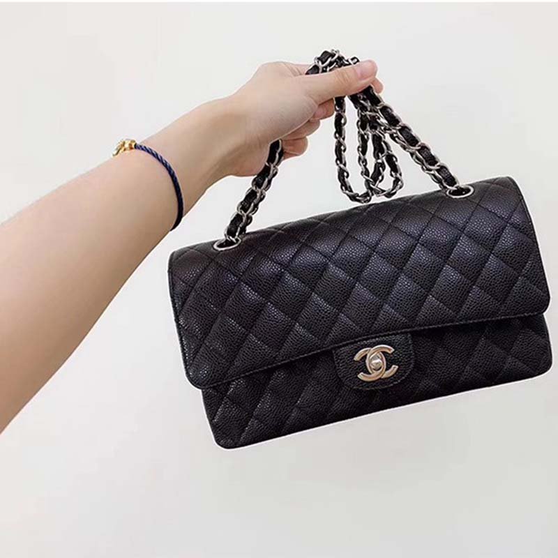 Chanel Women CF Flap Bag in Diamond Pattern Calfskin Leather-Black - 图片 6