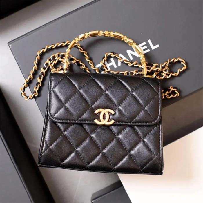 Chanel Women Kelly 22 Flap Bag in Calfskin Leather-Black - 图片 9