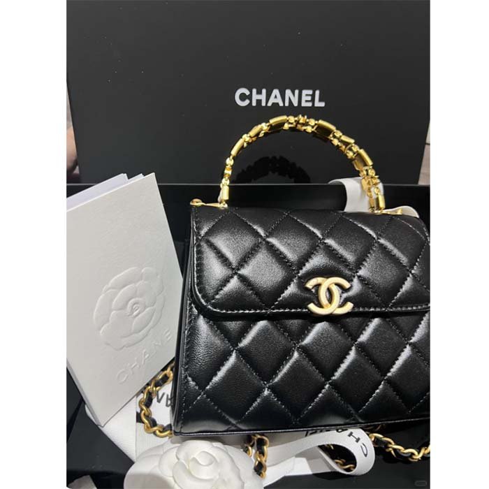 Chanel Women Kelly 22 Flap Bag in Calfskin Leather-Black - 图片 4
