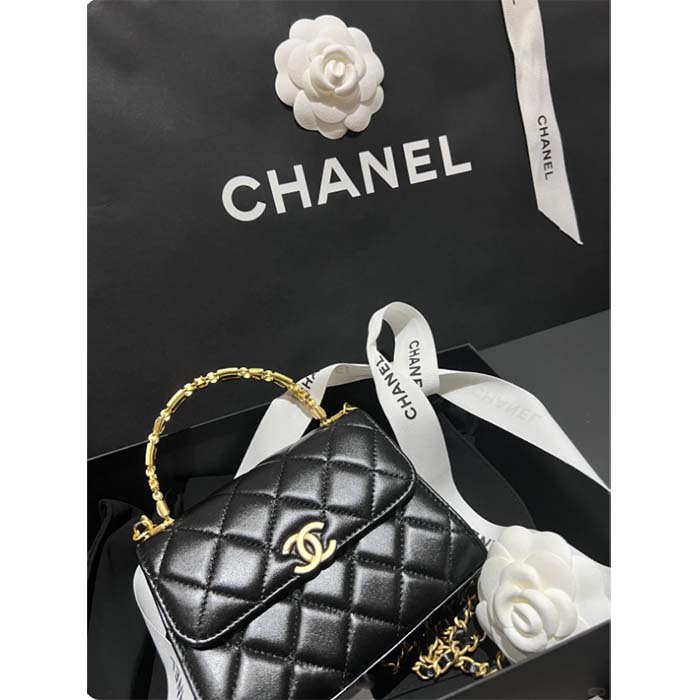 Chanel Women Kelly 22 Flap Bag in Calfskin Leather-Black - 图片 5