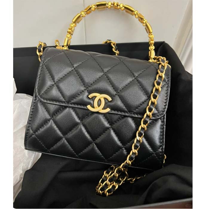 Chanel Women Kelly 22 Flap Bag in Calfskin Leather-Black - 图片 7