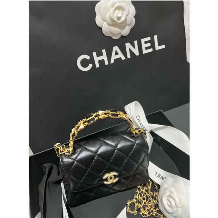 Chanel Women Kelly 22 Flap Bag in Calfskin Leather-Black - 图片 2