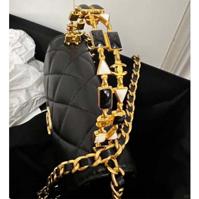 Chanel Women Kelly 22 Flap Bag in Calfskin Leather-Black - 图片 6