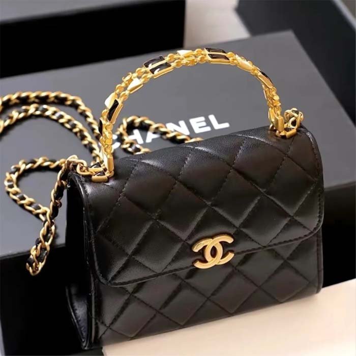 Chanel Women Kelly 22 Flap Bag in Calfskin Leather-Black - 图片 11
