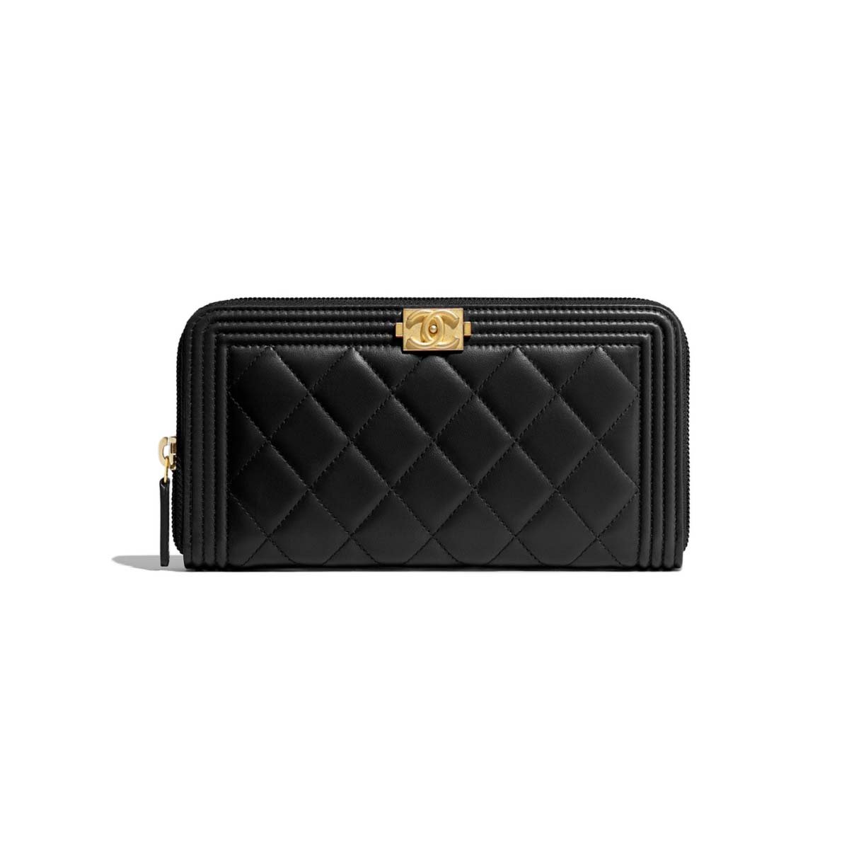 Chanel Boy Chanel Zipped Wallet in Grained Calfskin & Gold-tone Metal-Black - Image 4
